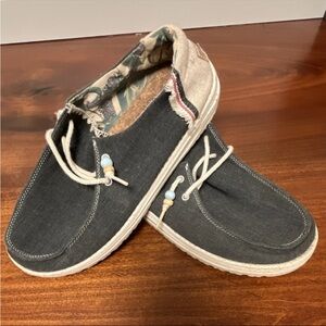 Hey Dude Casual Men's Charcoal Canvas Slip-On Boat Shoes